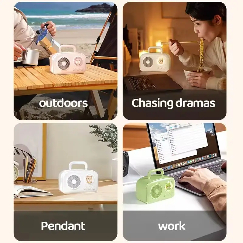 Home Decor Range - 新しいミニレトロワイヤレスBluetoothスピーカー、漫画IP宇宙船雰囲気ライト付き、Hi-Fiステレオポータブルデスクトップ装飾