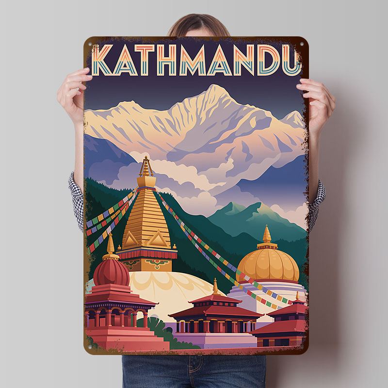 Home Decor Kathmandu - カトマンズ旅行用ブリキポスターカスタムウォールアートヴィンテージメタルサインレトロブリキ飾り板ガレージ装飾ルームホームデコレーション男性向け