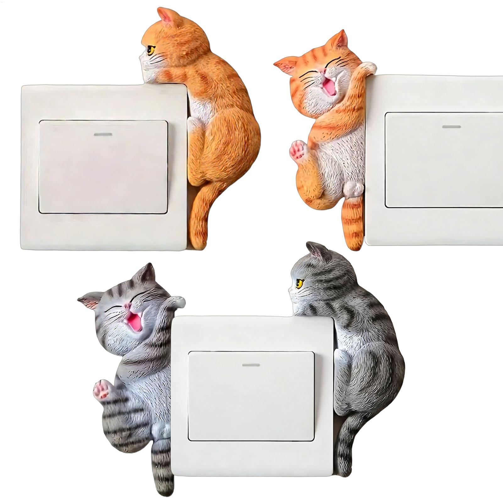 Home Decor Outlet - ライトボタンステッカー 2 ピース猫デカール 2D 取り外し可能なコンセントカバー壁装飾かわいい子供部屋ホーム保育園オフィス面白い装飾