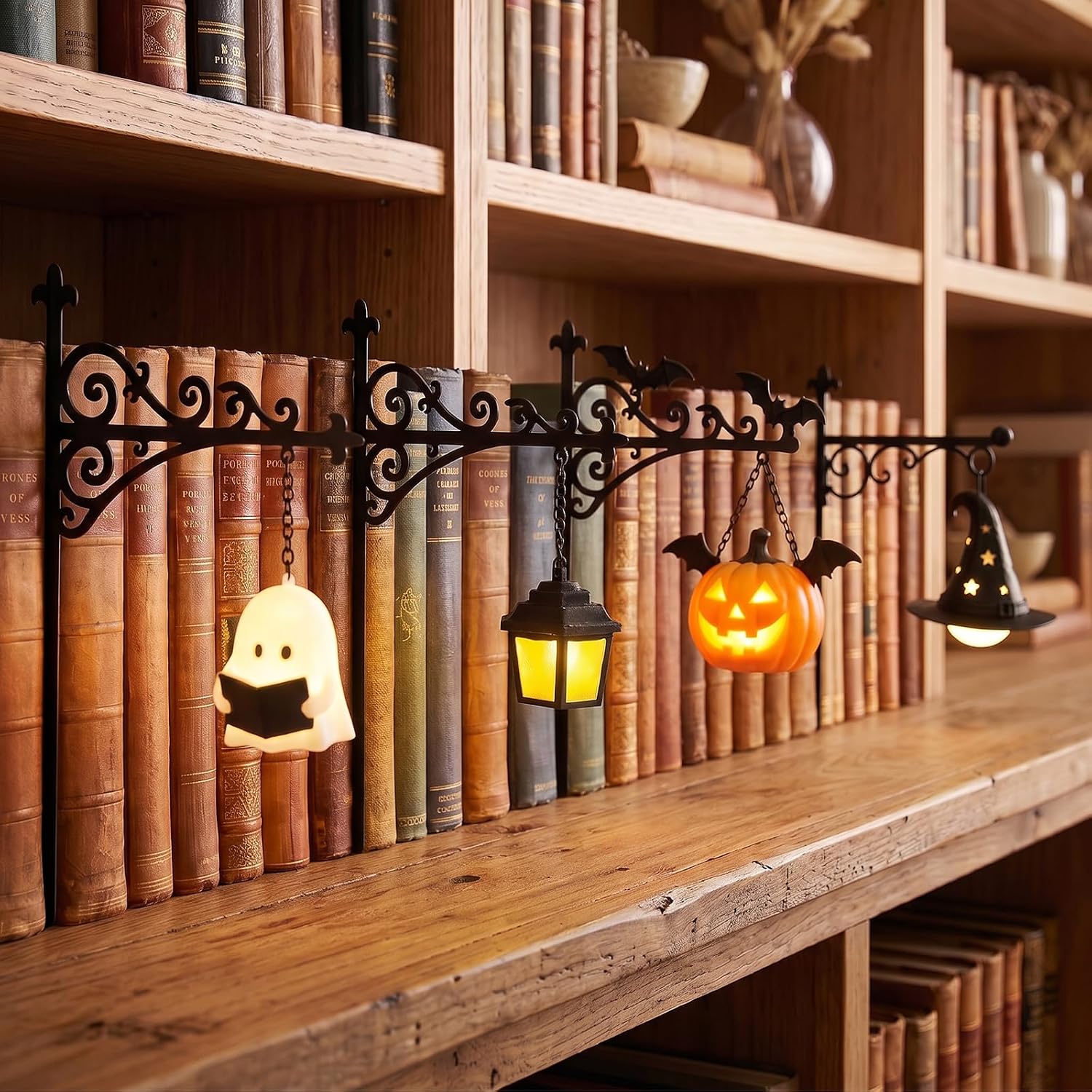 Home Decor Product - ライブラリーランタン-装飾的な本棚照明読書スペースLEDナイトライト木製本棚ランプホームルーム装飾品