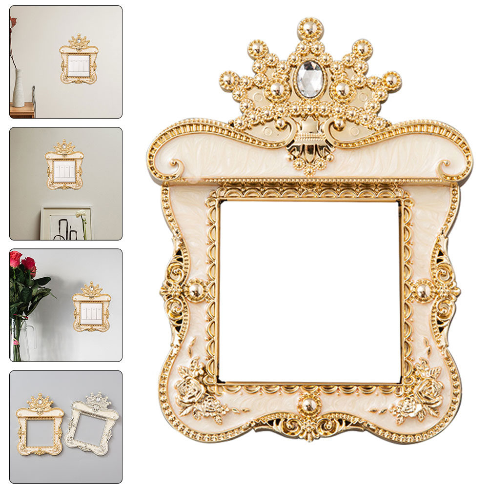 Home Decor Outlet - ラインストーン壁コンセントプレート装飾ステッカーゴールドクリームライトスイッチカバー家の装飾寝室リビングルームキッチン