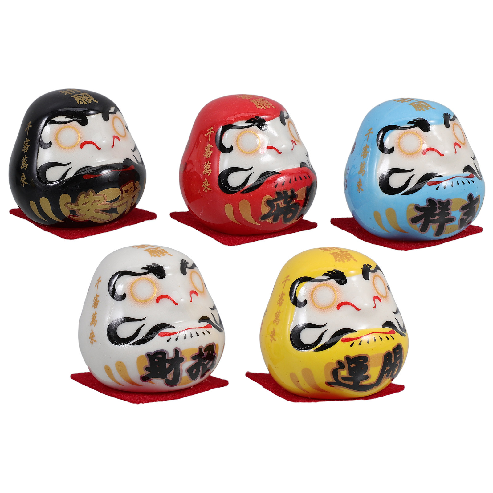 Home Decor Japanese - 5個セット セラミック製ミニ日本の卵型置物 車のダッシュボード飾り ホームデコレーション リビングルーム 寝室