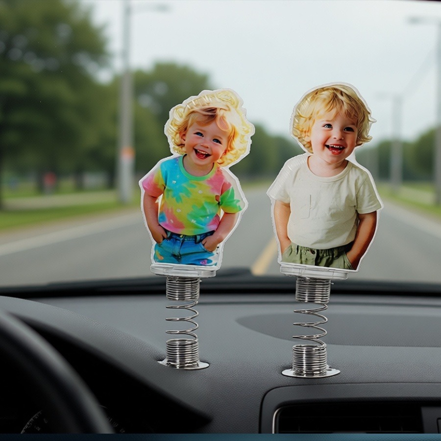 Home Decor Product - パーソナライズされたアクリル製フォトオーナメント | 車用スイング/固定装飾 | 家族や友人への贈り物、寝室やリビングルームのテーブル装飾