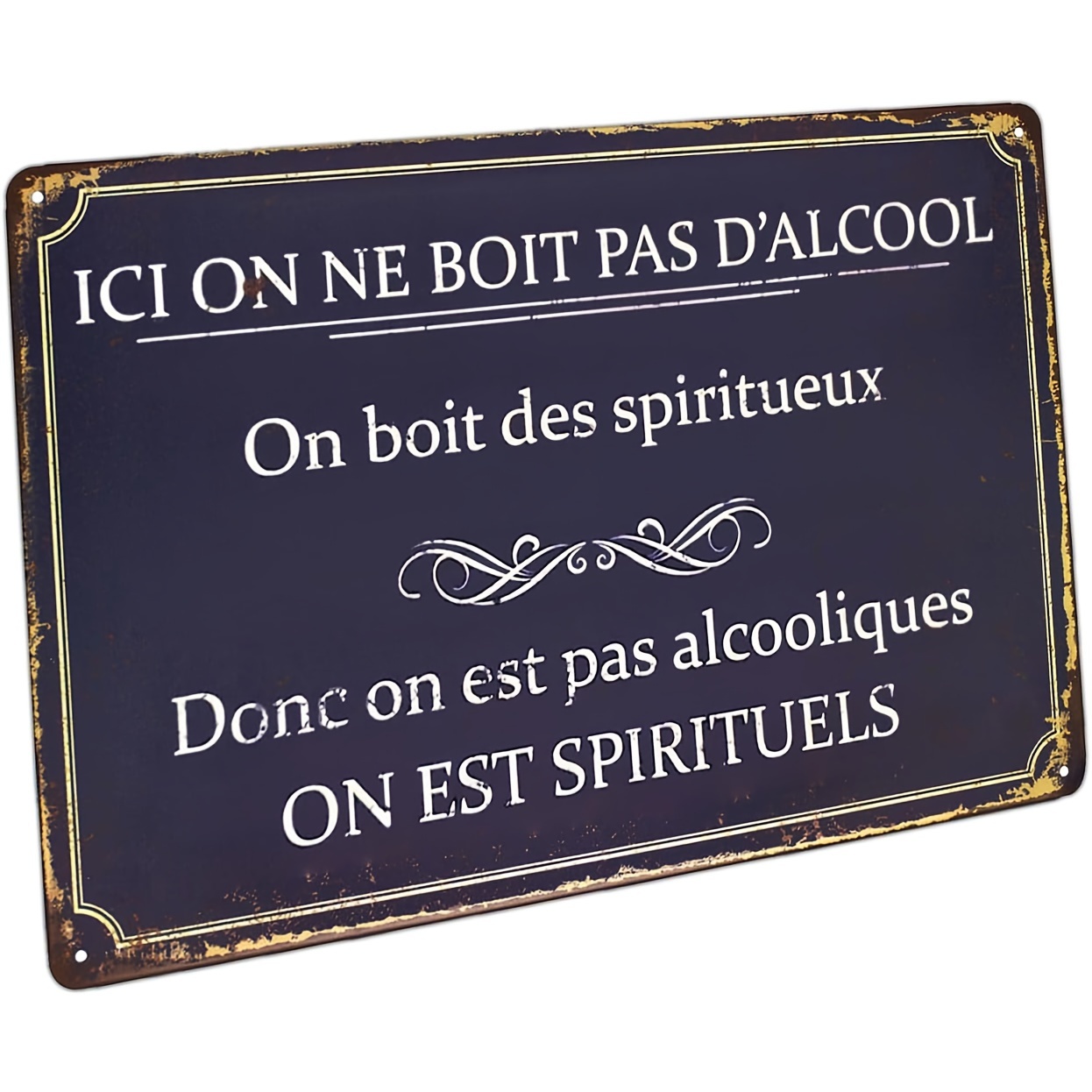 Home Decor Quotes On Wall - ヴィンテージメタルサイン「Ici on ne boit pas d'alcool」