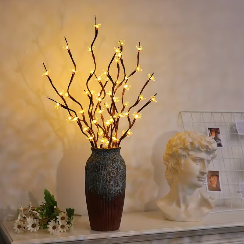 Home Decor Lighting - 1/2PC 20LED 桜の枝ライト屋内屋外ホームデコレーションランプロマンチックな電池式テーブルライト花瓶用