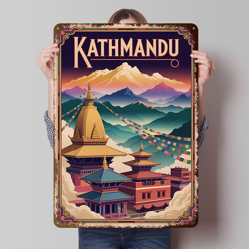 Home Decor Kathmandu - カトマンズ旅行アート印刷ポスターカスタマイズされたレトロな壁アートヴィンテージメタルサイン部屋の装飾用自宅バーアクセサリー