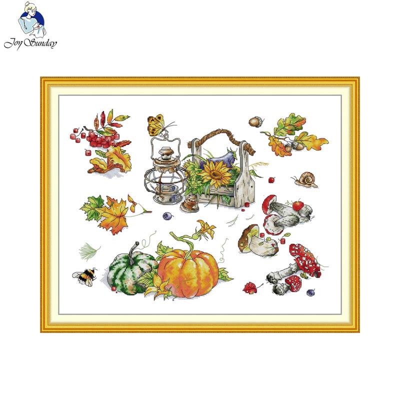 Home Decor Outlet - ジョイサンデー秋カボチャパターンクロスステッチキット家の装飾ギフトファクトリーアウトレット DMC 16CT 14CT 11CT 手刺繍