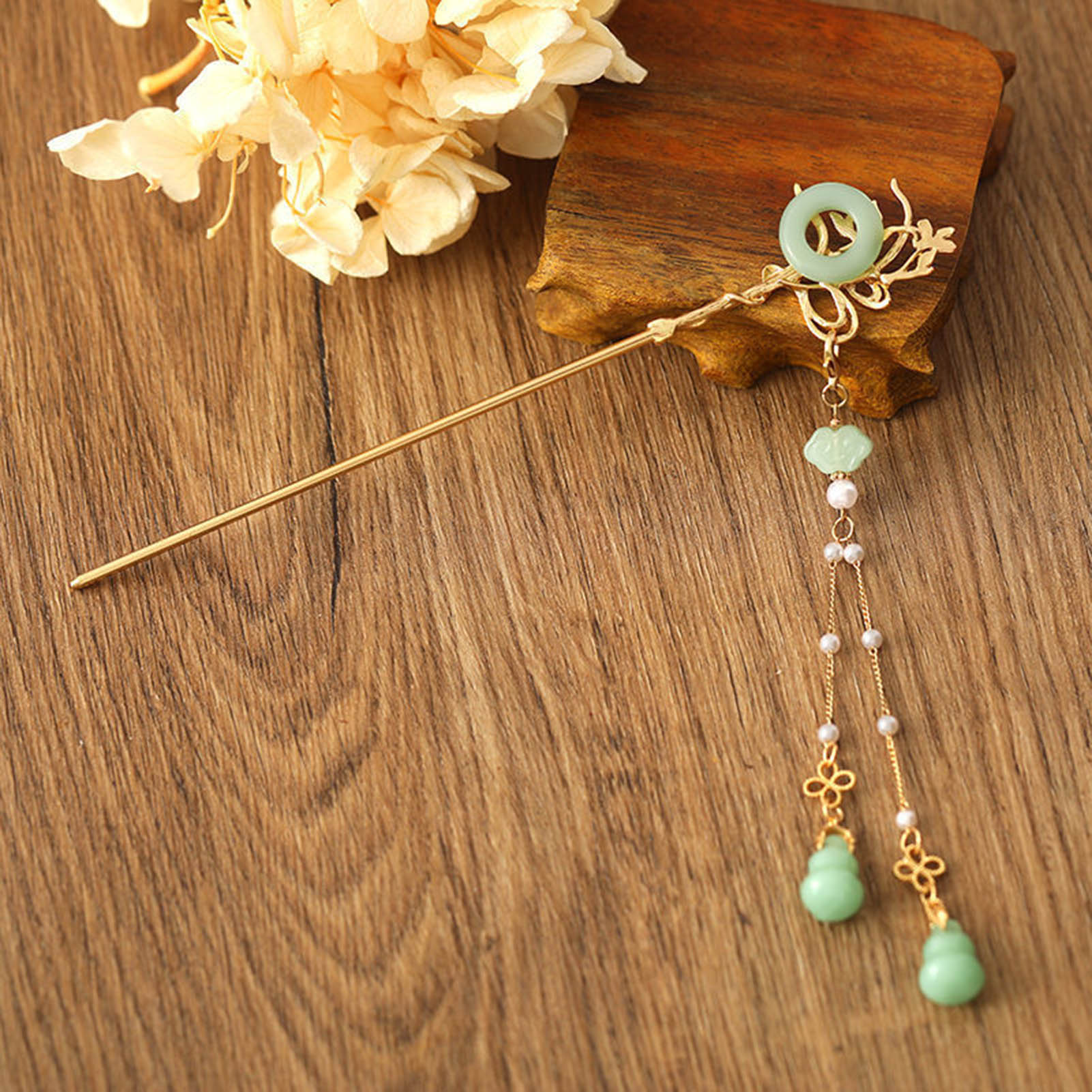 Home Decor Glass - 中国風のガラスヘアピン女性のためのエレガントな同心バックルタッセルヘアスティック絶妙な金属ジュエリーヘアアクセサリー 18 センチメートル