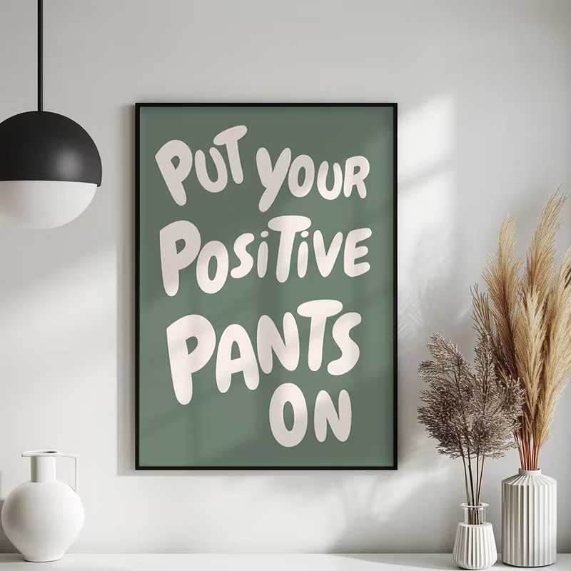 モダンなグリーンカラーの「ポジティブな言葉を言え」ウォールア - Home Decor Quotes On Wall のレビューと価格