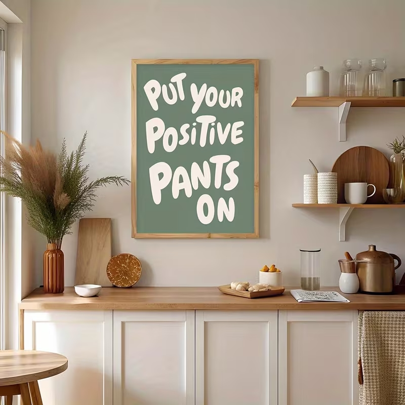 モダンなグリーンカラーの「ポジティブな言葉を言え」ウォールア - Home Decor Quotes On Wall のレビューと価格