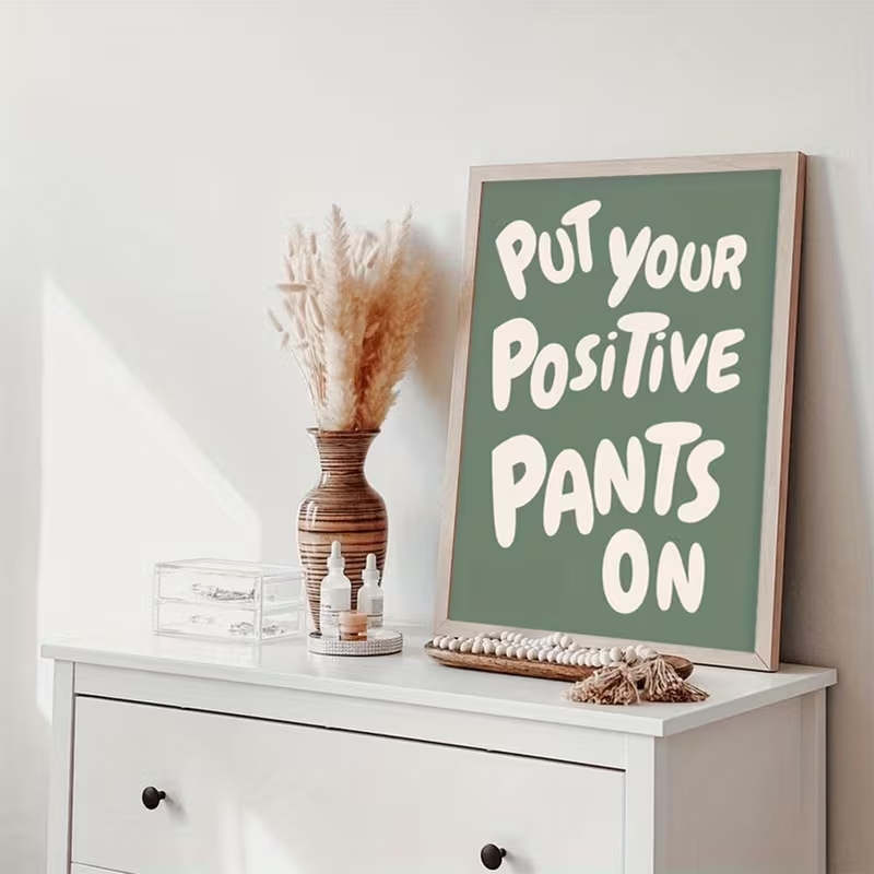 モダンなグリーンカラーの「ポジティブな言葉を言え」ウォールア - Home Decor Quotes On Wall のレビューと価格