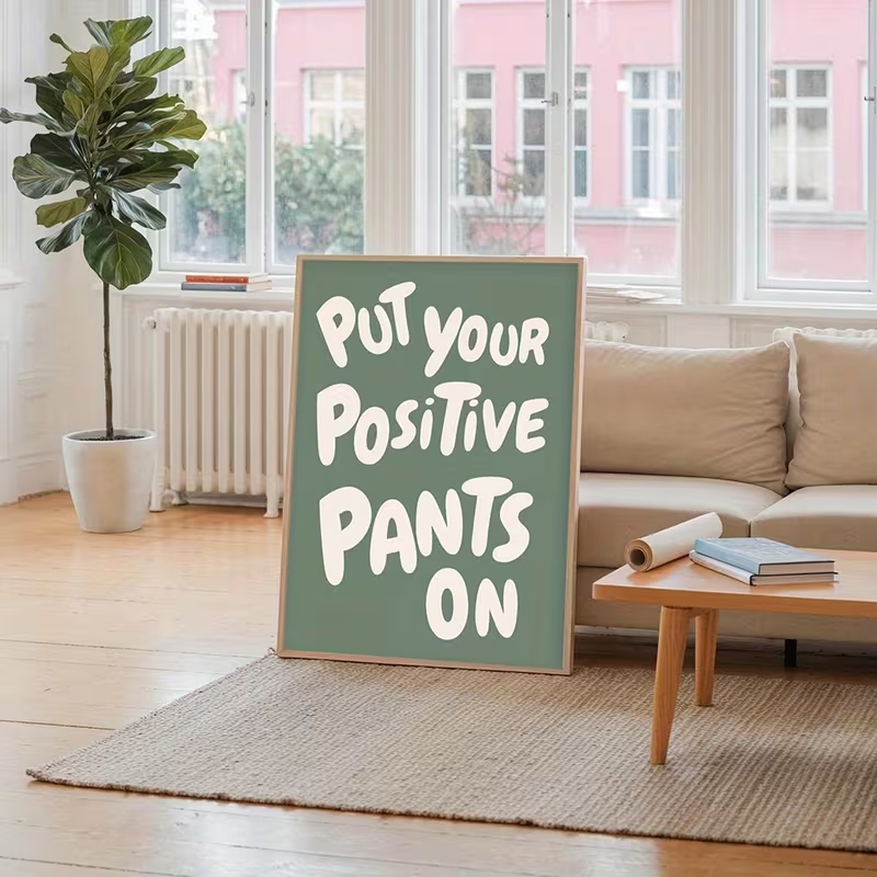 モダンなグリーンカラーの「ポジティブな言葉を言え」ウォールア - Home Decor Quotes On Wall のレビューと価格