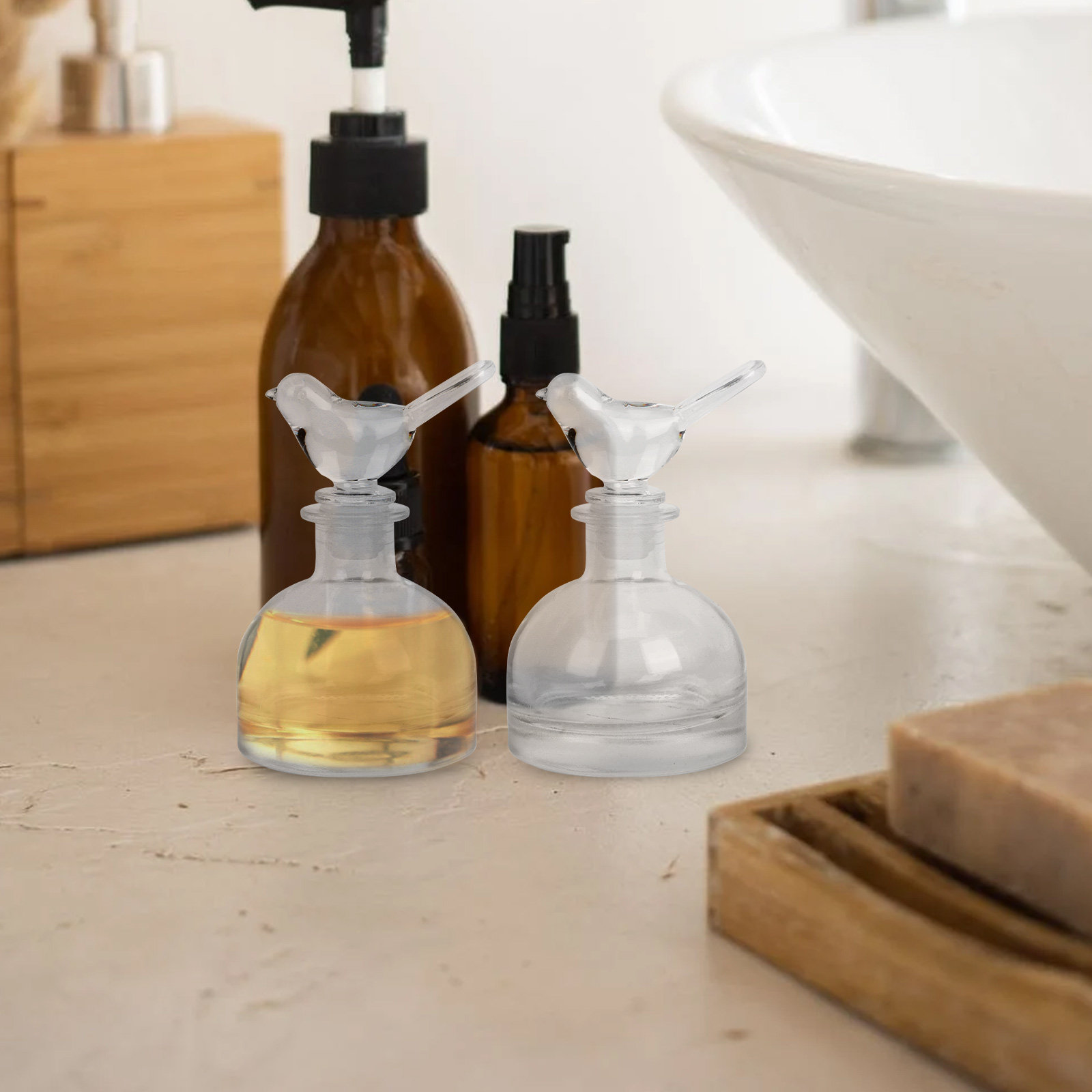 2 個のガラス香水瓶プレミアムクリア頑丈な家庭用車装飾フレグ - Home Decor Glass のレビューと価格