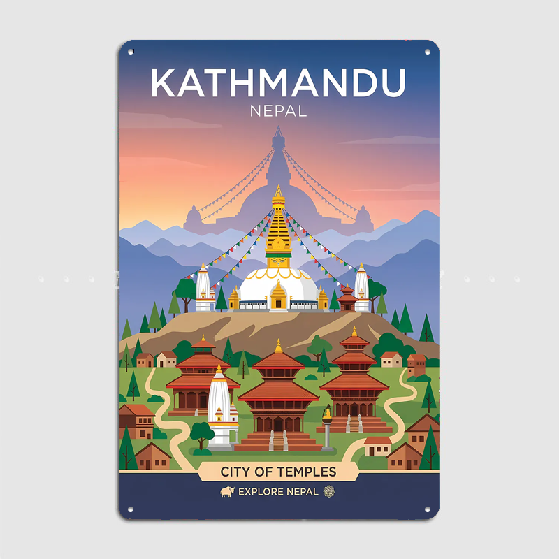 カトマンズ寺院都市旅行風景ポスターレトロガレージクラブバー屋 - Home Decor Kathmandu のレビューと価格