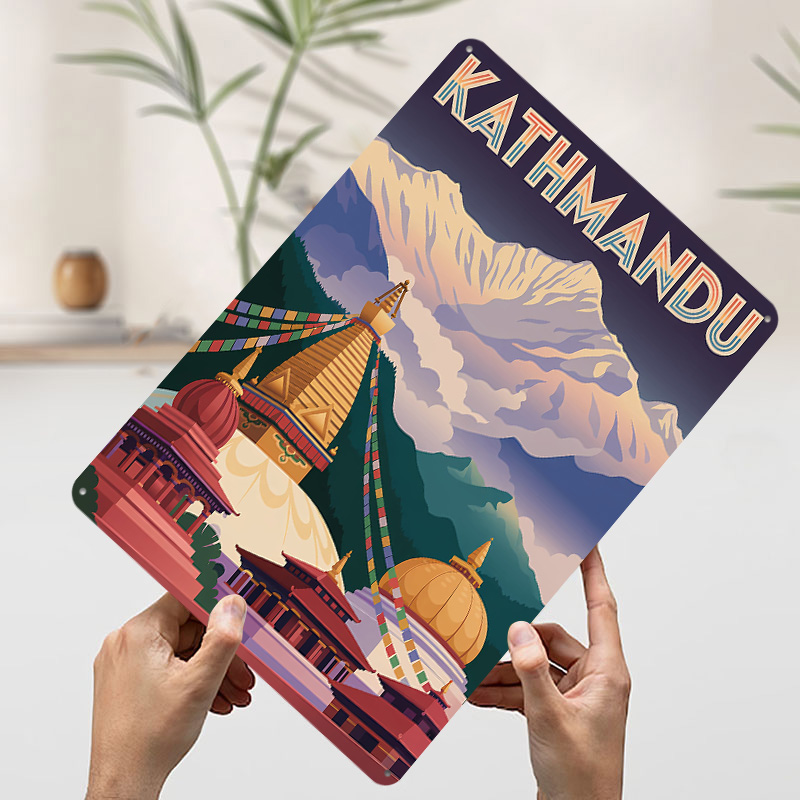 カトマンズ旅行用ブリキポスターカスタムウォールアートヴィンテ - Home Decor Kathmandu のレビューと価格