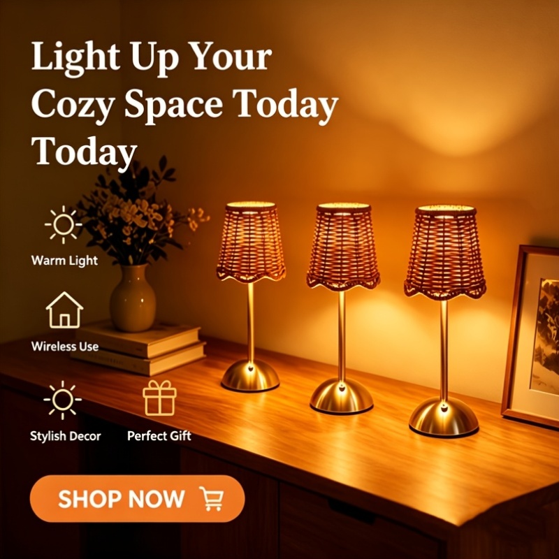 ボヘミアンスタイルの編み込みラタンアートテーブルランプ、3段 - Home Decor Lighting のレビューと価格