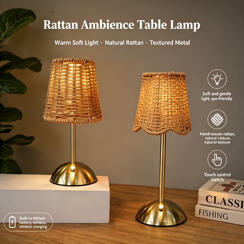 ボヘミアンスタイルの編み込みラタンアートテーブルランプ、3段 - Home Decor Lighting のレビューと価格