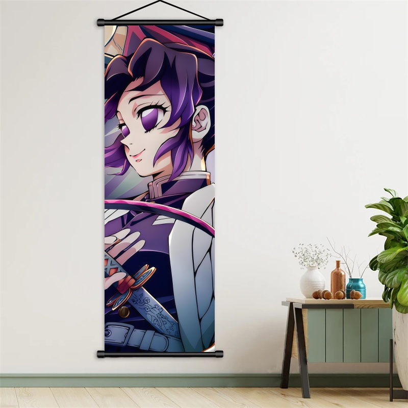 胡蝶しのぶ デーモンスレイヤーアートファブリック掛け軸、アニ - Home Decor Mod のレビューと価格