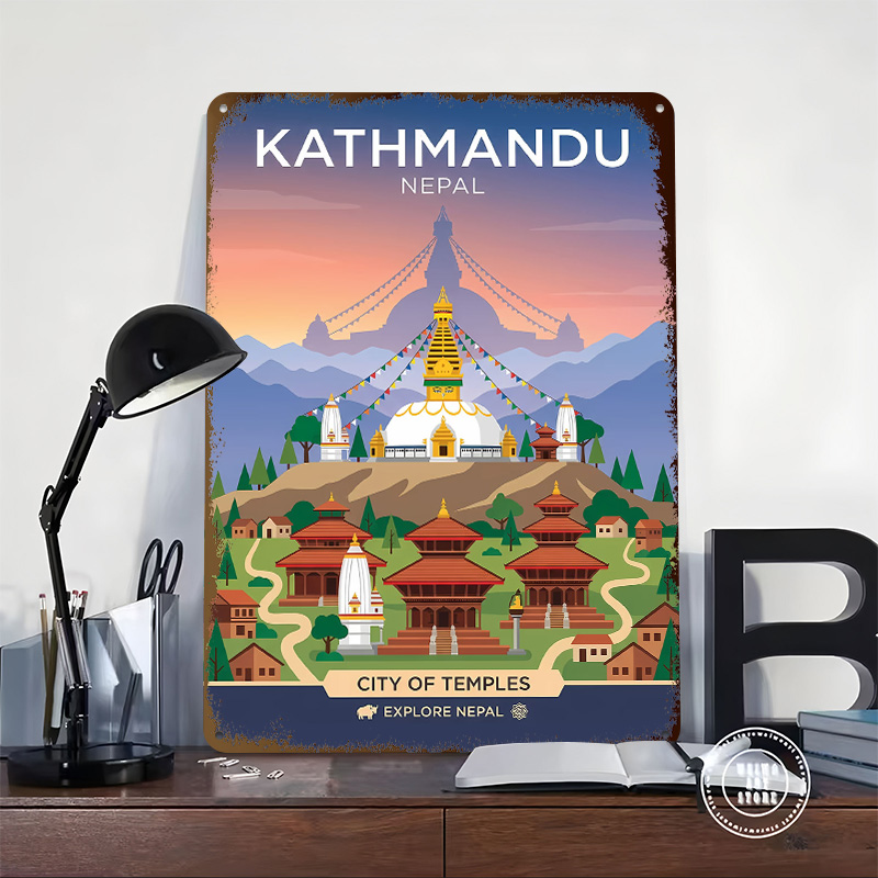 カトマンズ寺院都市パーソナライズされた3Dテクスチャメタルポ - Home Decor Kathmandu のレビューと価格