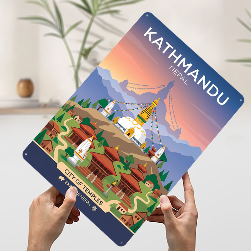 カトマンズ寺院都市パーソナライズされた3Dテクスチャメタルポ - Home Decor Kathmandu のレビューと価格