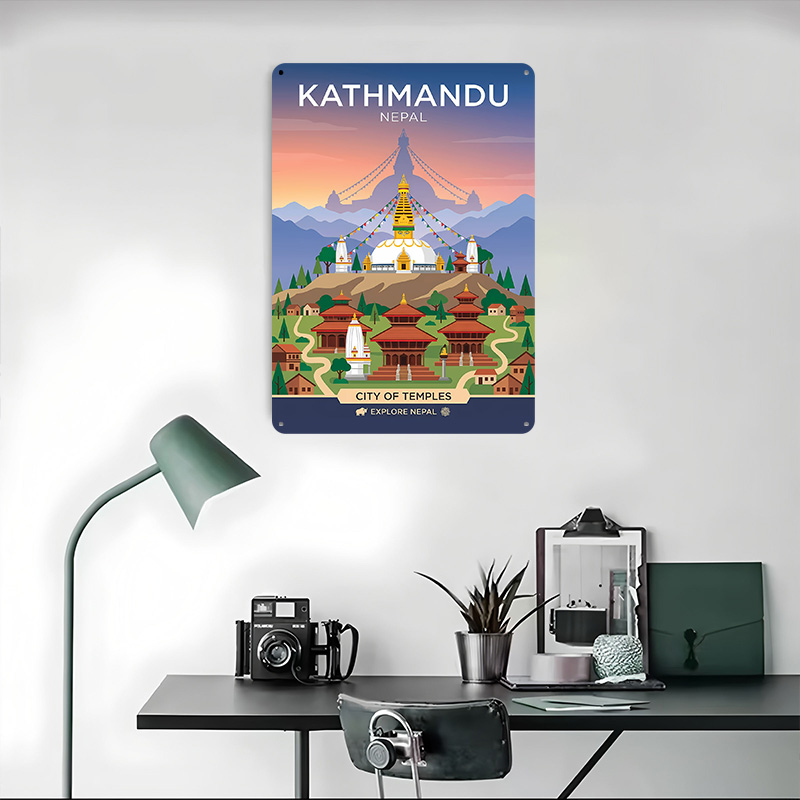 カトマンズ寺院都市パーソナライズされた3Dテクスチャメタルポ - Home Decor Kathmandu のレビューと価格