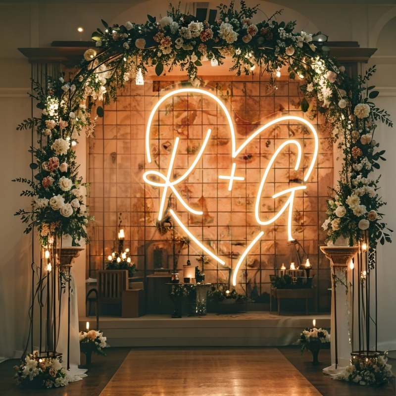 カスタムイニシャルハートLEDネオンサイン、結婚式パーティー - Home Decor Product のレビューと価格