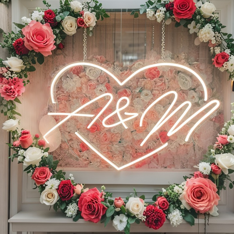 カスタムイニシャルハートLEDネオンサイン、結婚式パーティー - Home Decor Product のレビューと価格
