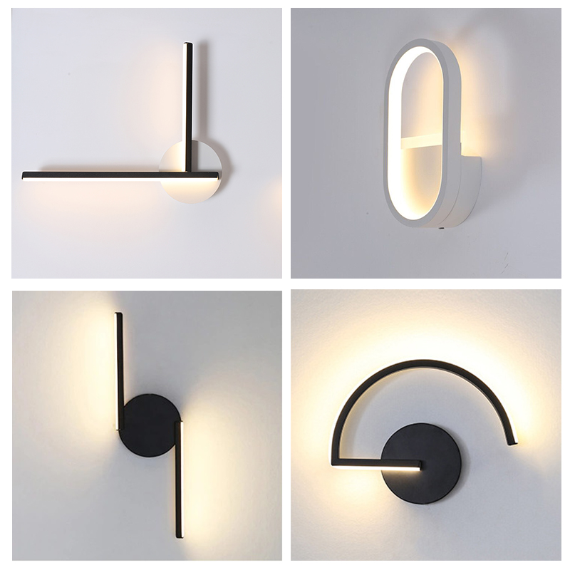 モダンな北欧LEDウォールランプ、ミニマリストブラック幾何学 - Home Decor Lighting のレビューと価格