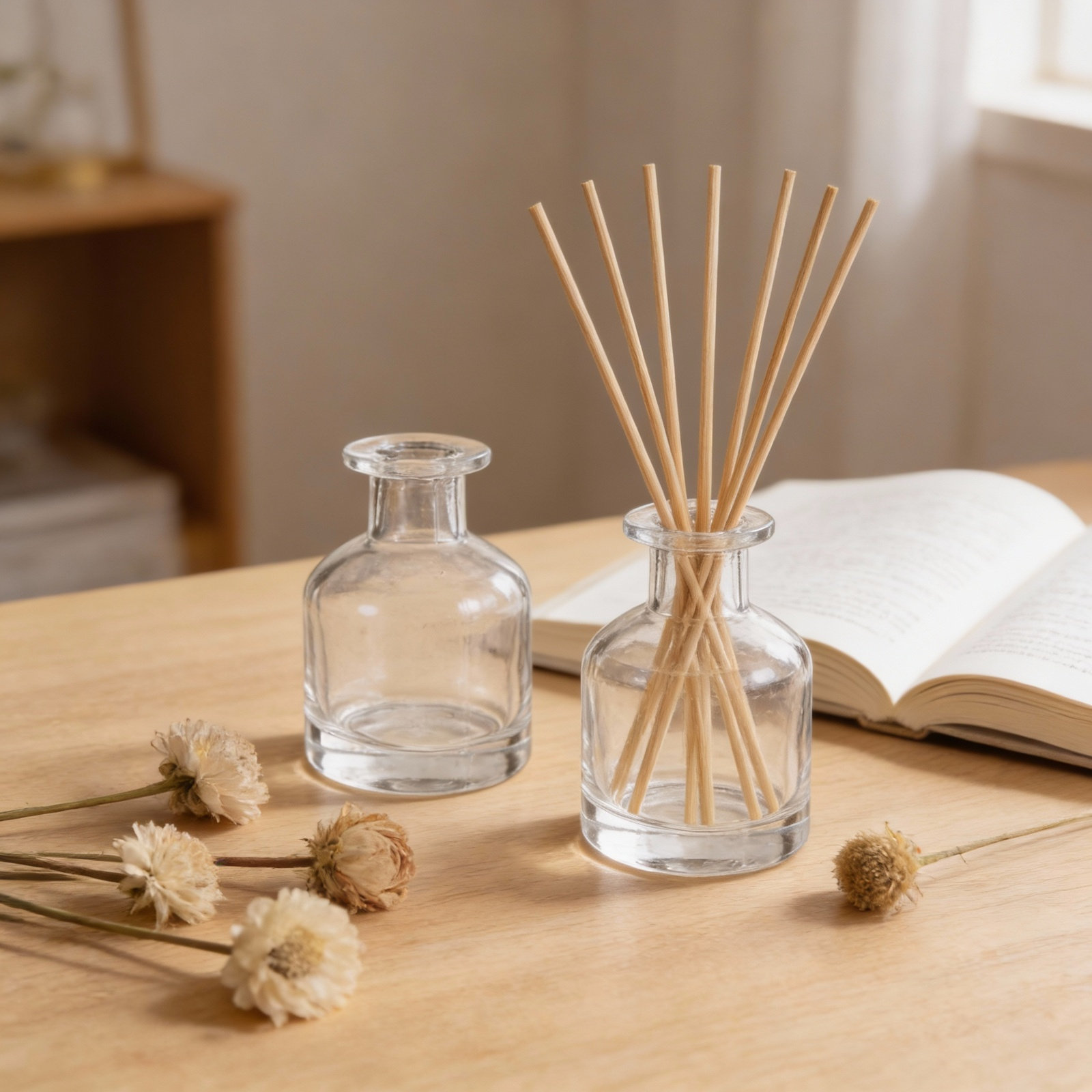 2 個のガラスディフューザーボトル円筒形デザイン空の詰め替え - Home Decor Glass のレビューと価格