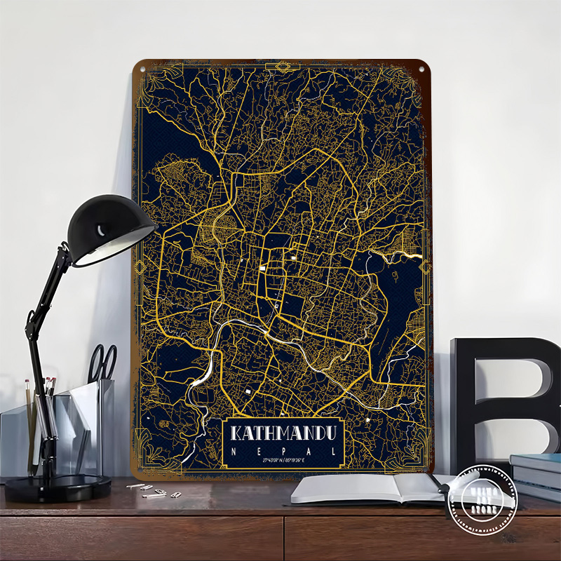 カトマンズ市内地図ゴールド3Dテクスチャプリントポスターカス - Home Decor Kathmandu のレビューと価格