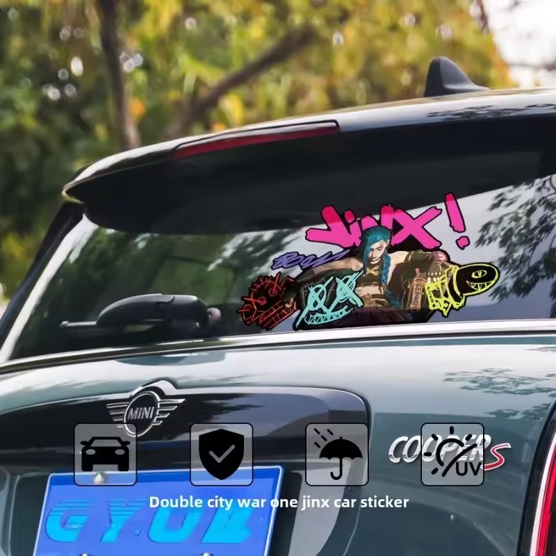 Arcane Jinx グラフィティ反射車ステッカー電動バイ - Home Decor Glass のレビューと価格