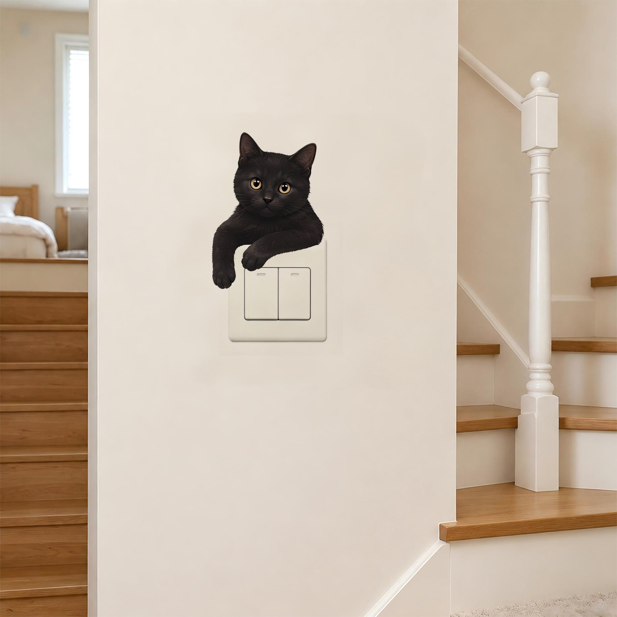 かわいい黒猫のライトスイッチウォールデカール、6枚セットのリ - Home Decor Outlet のレビューと価格