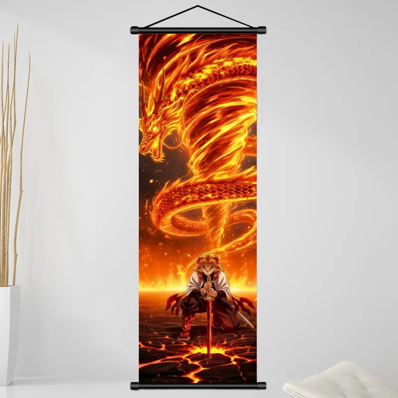 鬼滅の刃 煉獄杏寿郎 HDプリントアニメ生地ウォールアートス - Home Decor Product のレビューと価格