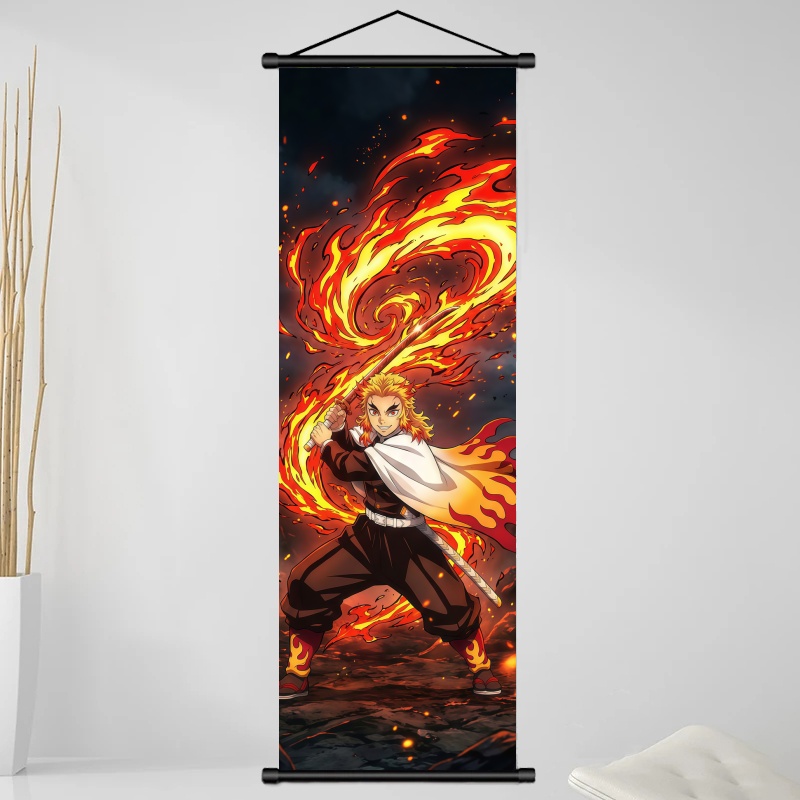 鬼滅の刃 煉獄杏寿郎 HDプリントアニメ生地ウォールアートス - Home Decor Product のレビューと価格