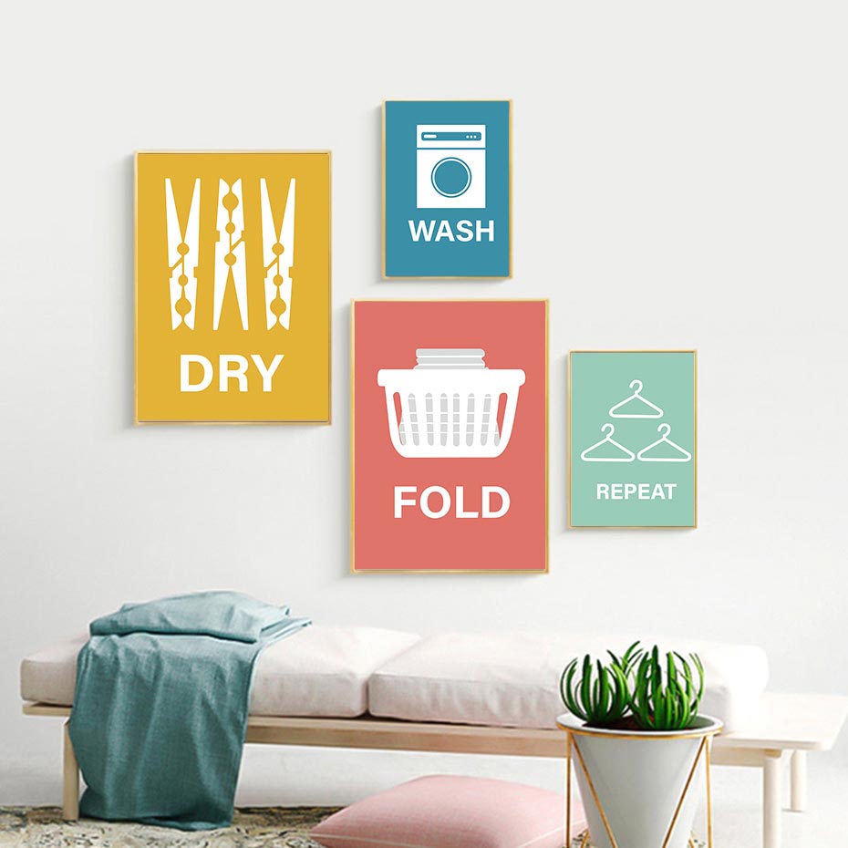 モダンなランドリールームの北欧ポスタープリント、ウォッシュフ - Home Decor Quotes On Wall のレビューと価格