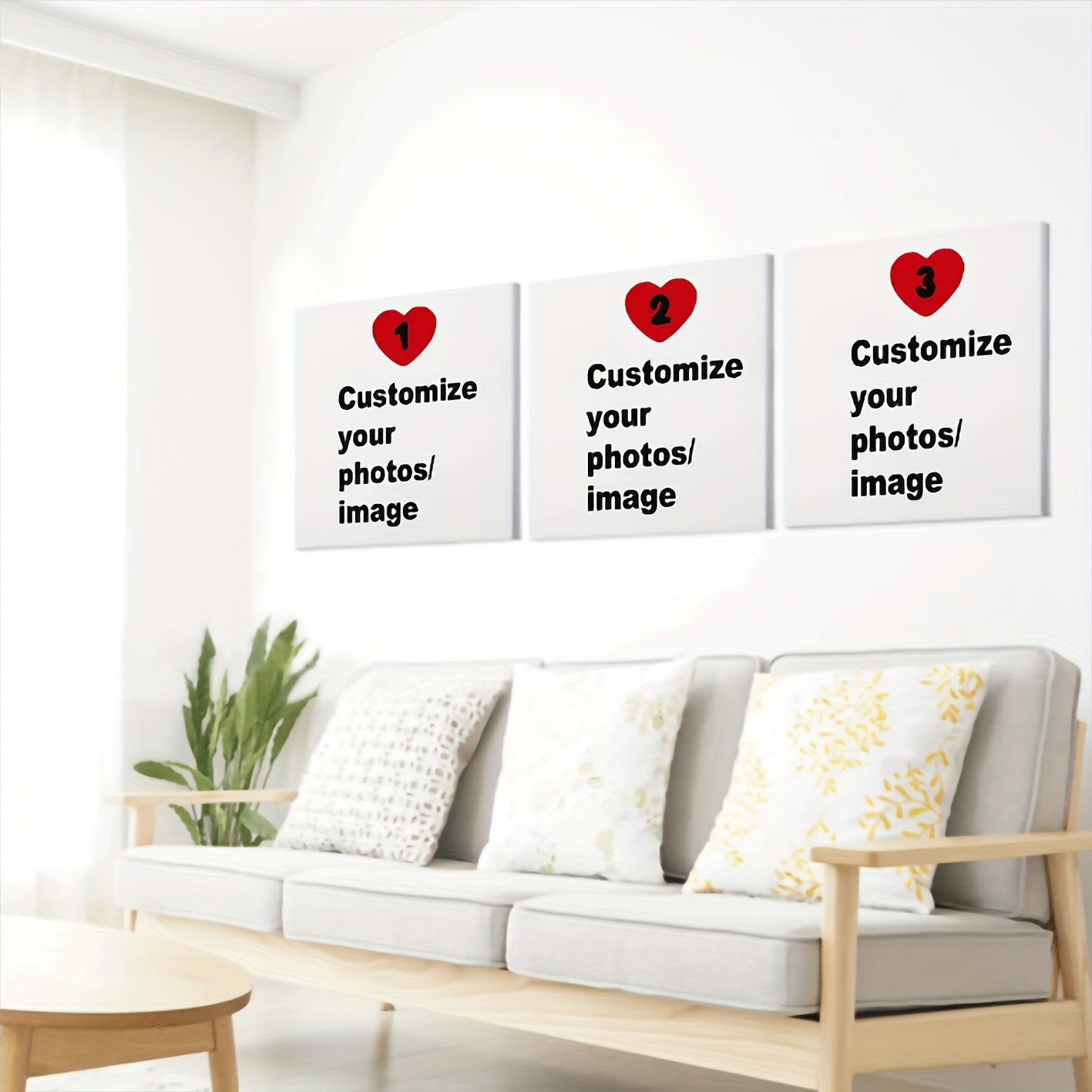 3枚セット カスタムスクエアキャンバスポスター パーソナライ - Home Decor Foto のレビューと価格