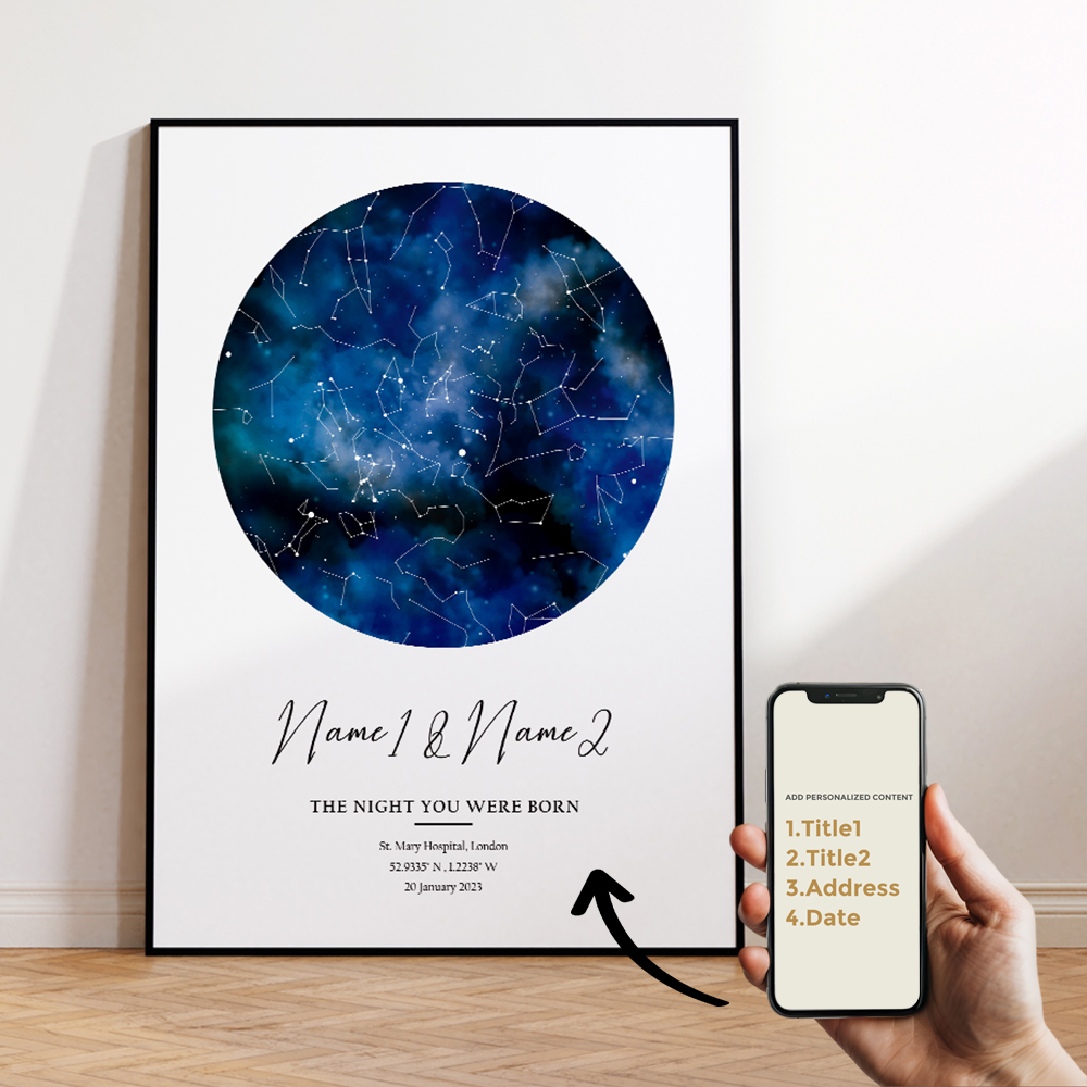 現代風カスタムパーソナライズ夜空星図ウォールアートキャンバス - Home Decor Foto のレビューと価格