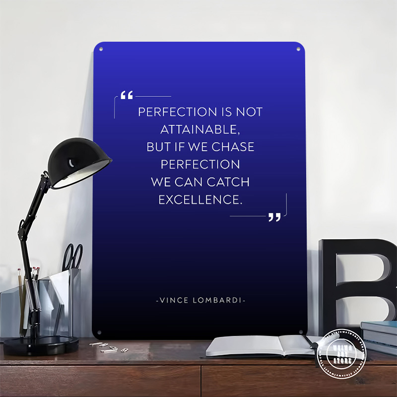 ヴィンス・ロムバーディの「完璧さについて」の名言メタルポスタ - Home Decor Quotes On Wall のレビューと価格