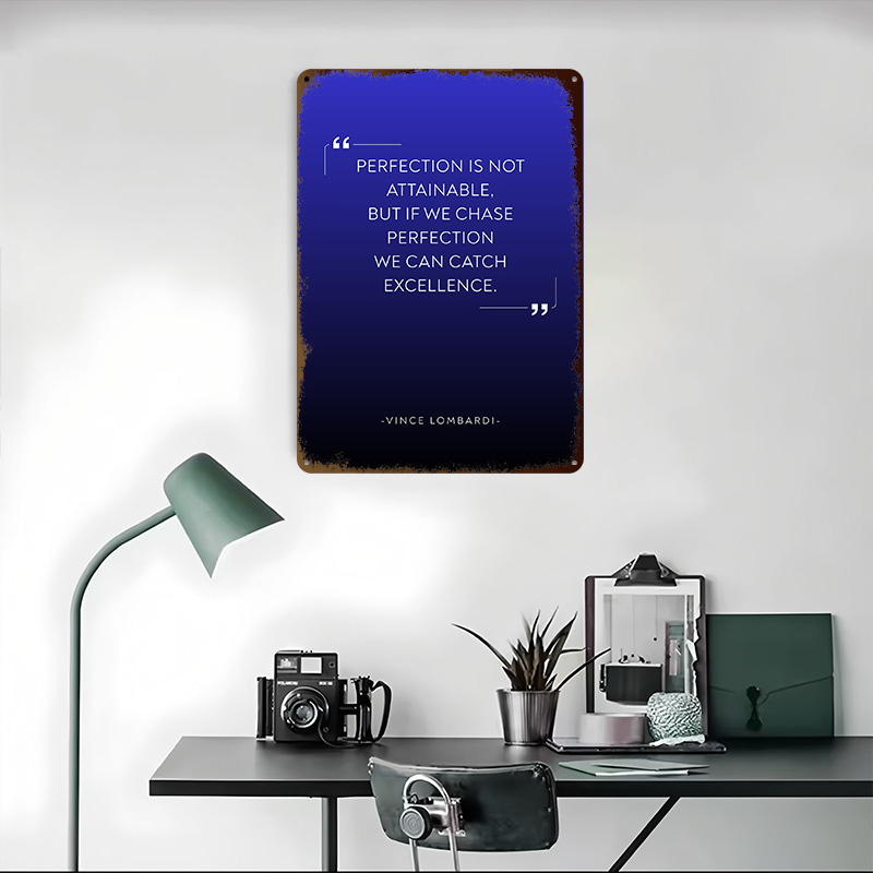ヴィンス・ロムバーディの「完璧さについて」の名言メタルポスタ - Home Decor Quotes On Wall のレビューと価格