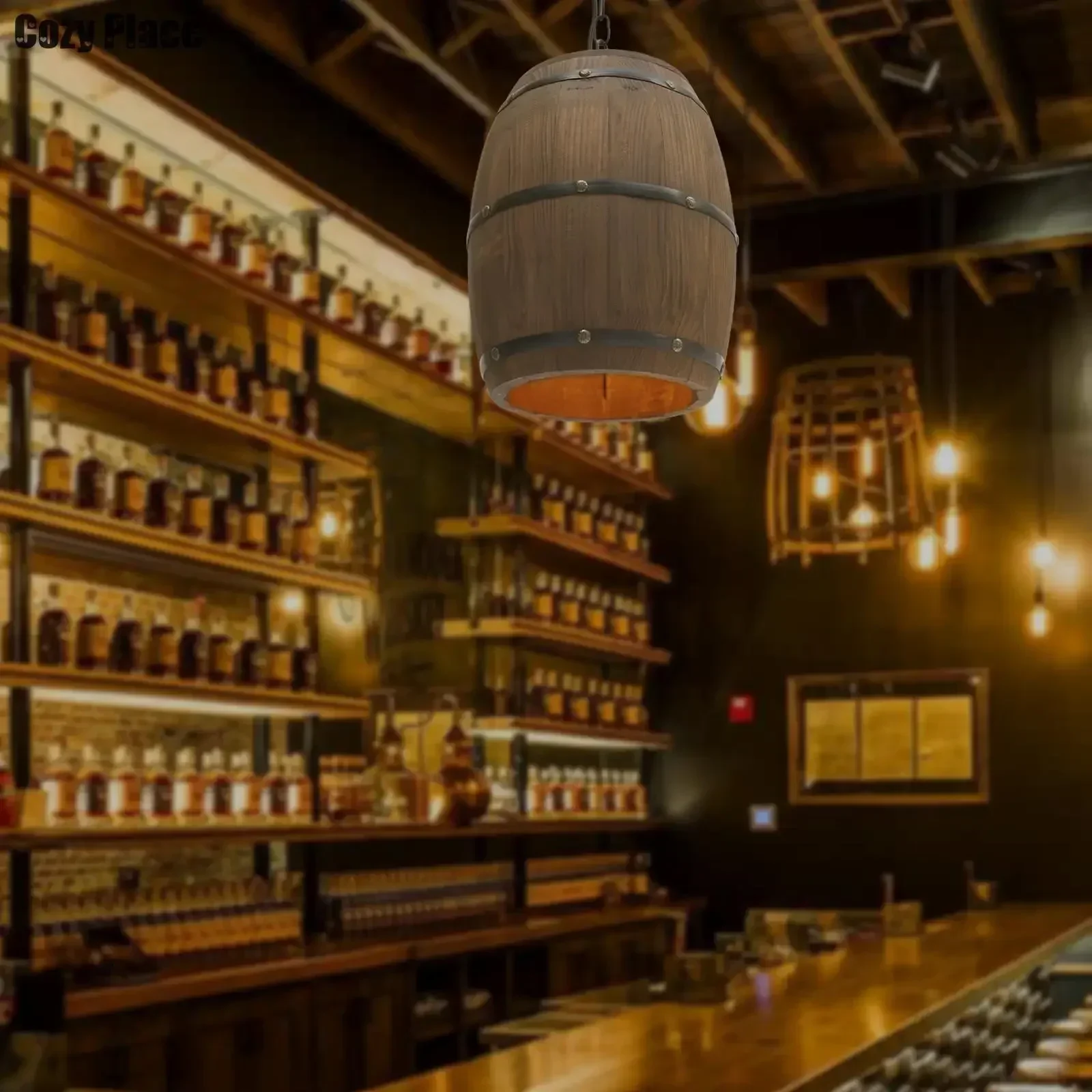 素朴なランプヴィンテージシャンデリア木製ペンダントライトワイ - Home Decor Lighting のレビューと価格