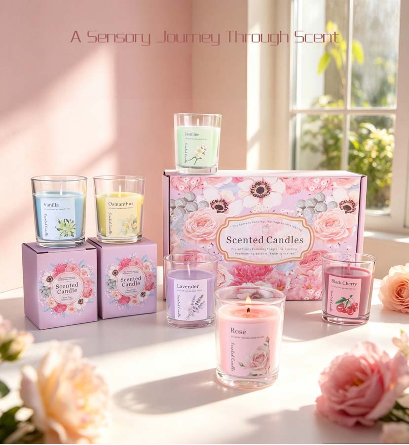 アロマセラピーアロマキャンドルギフトセット 6種類の香りのガ - Home Decor Glass のレビューと価格
