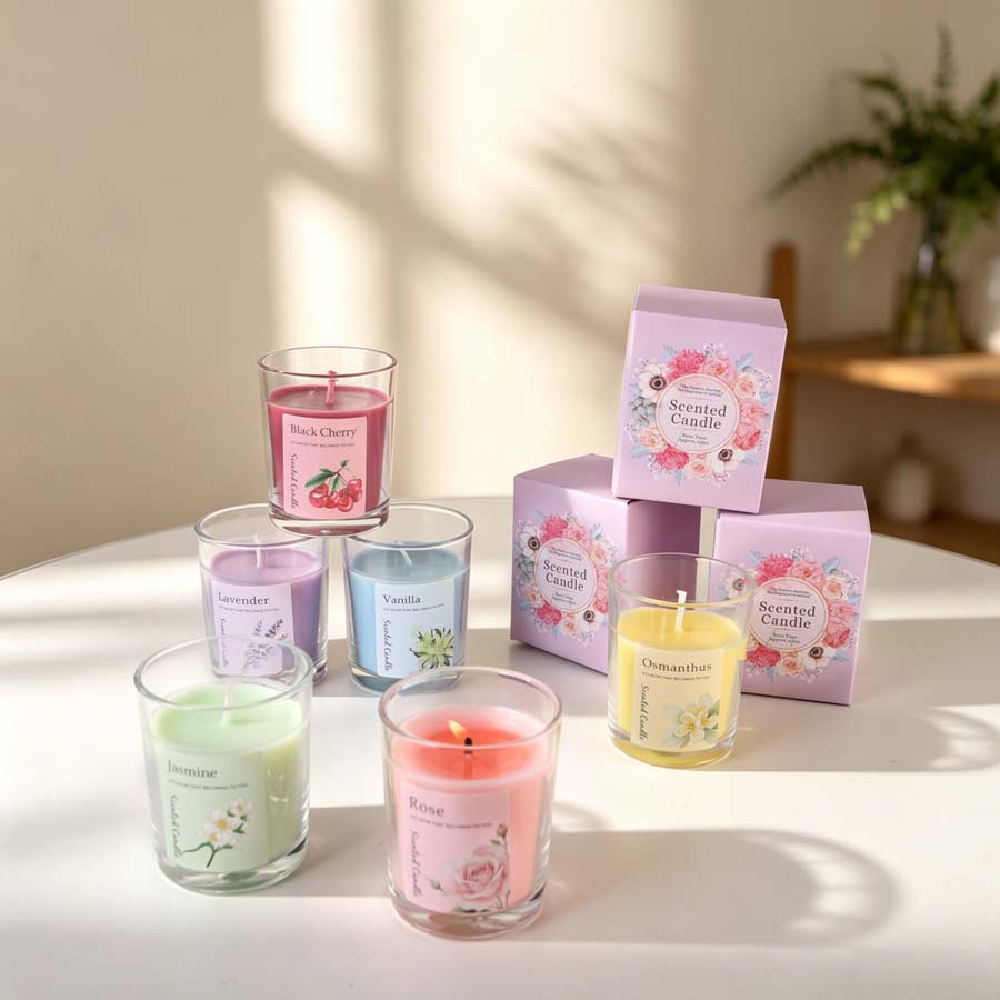 アロマセラピーアロマキャンドルギフトセット 6種類の香りのガ - Home Decor Glass のレビューと価格