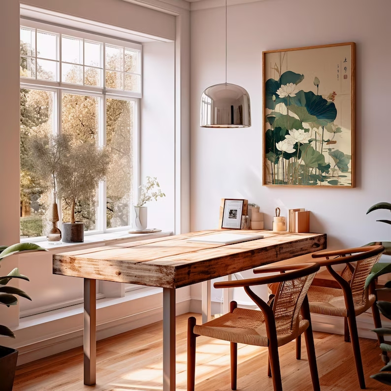 レトロな日本の蓮の花の壁アートプリントキャンバス絵画ポスター - Home Decor Japanese のレビューと価格