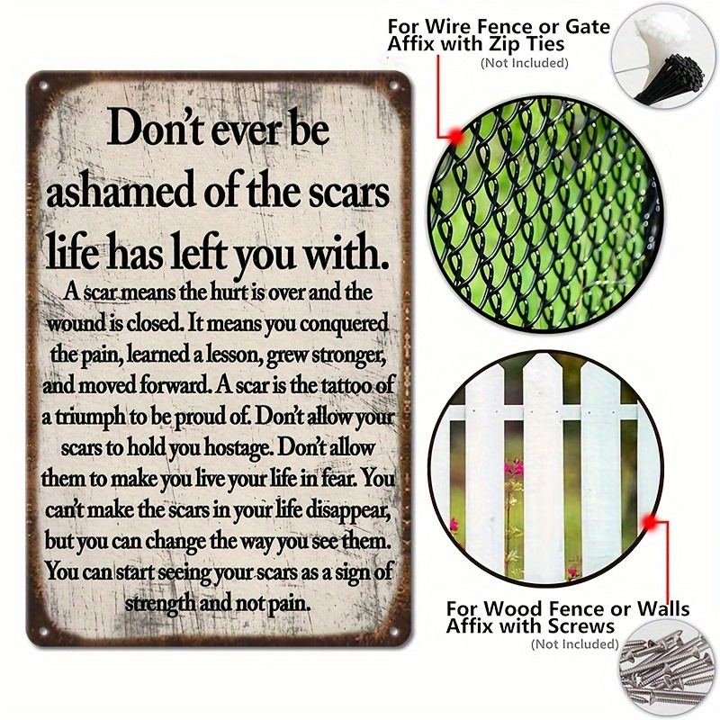 2Dフラット - 2Dヴィンテージメタルサイン 壁飾り、傷跡 - Home Decor Quotes On Wall のレビューと価格