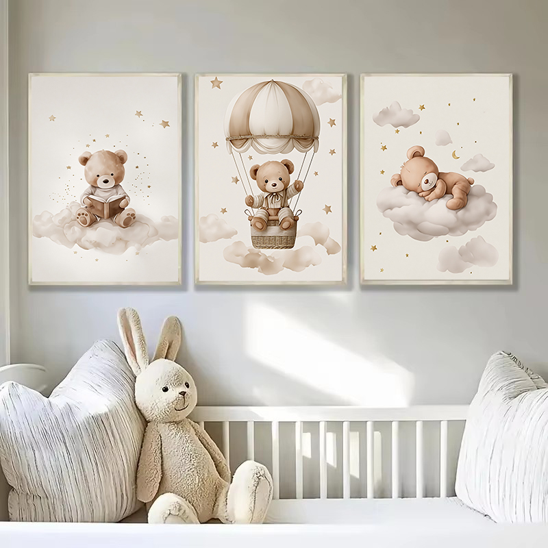 3枚セット ボヘミアン風 テディベア 動物 カスタム ベビー - Home Decor Foto のレビューと価格